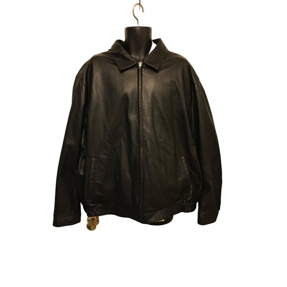 Roundtree & Yorke Mens Reversible Black Lamb Skin Leather/Tan Polyester Jacket - Picture 1 of 11